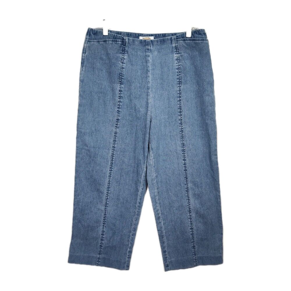 Talbots Denim Capri Jeans Women's Size 12 Light Blue‎ Stretch Side Zipper